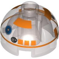 Brique ronde 2 x 2 dessus de dôme avec motif imprimé astromécano droïde orange (r3-a2) (Brick Round 2 x 2 Dome Top with Orange Astromech Droid Print (R3-A2))