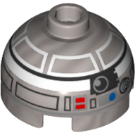 Brique ronde 2 x 2 dessus de dôme avec motif imprimé droïde astromécano (r2-q2) (Brick Round 2 x 2 Dome Top with Astromech Droid Print (R2-Q2))