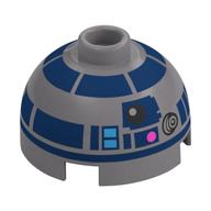 Brique ronde 2 x 2 dessus de dôme avec R2-D2 astromécano motif imprimé droïde (Brick Round 2 x 2 Dome Top with R2-D2 Astromech Droid Print)