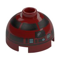 Brique ronde 2 x 2 dessus de dôme avec motif imprimé astromécano droïde argent (r4-p17) (Brick Round 2 x 2 Dome Top with Silver Astromech Droid Print (R4-P17))