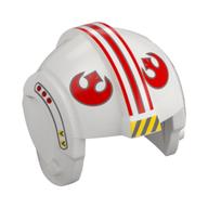 Pilote rebelle de casque, crête centrale avec des rayures rouges, symbole de rebelles rouges, rayures jaunes et grises imprimé (Helmet Rebel Pilot, Center Ridge with Red Stripes, Red Rebels Symbol, Yellow and Gray Stripes Print)