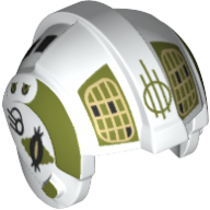 Casque rebelle pilote, crête centrale avec rayures vert olive et grille jaune sur motif imprimé vert olive (Helmet Rebel Pilot, Center Ridge with Olive Green Stripes and Yellow Grid on Olive Green Print)