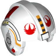 Pilote rebelle casque, crête centrale avec logo rebelle rouge et motif imprimé rayures noires et jaunes (pilote Y-wing) (Helmet Rebel Pilot, Center Ridge with Red Rebel Logo and Black and Yellow Stripes Print (Y-Wing Pilot))
