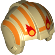 Casque rebelle pilote, crête centrale avec des météores rouges et jaunes, orange garniture motif imprimé (Helmet Rebel Pilot, Center Ridge with Red and Yellow Meteors, Orange Trim Print)
