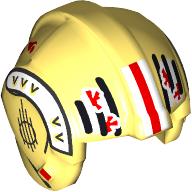 Casque rebelle pilote, crête centrale avec bandes blanches/rouges/noires, marquages imprimés (Helmet Rebel Pilot, Center Ridge with White/Red/Black Strips, Markings Print)