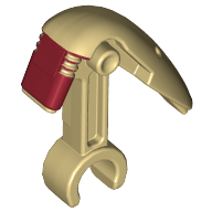 Tête de minifigurine spéciale avec attache, mécanique avec motif imprimé insigne rouge foncé (sécurité du droïde de combat) (Minifig Head Special with Clip, Mechanical with Dark Red Insignia Print (Battle Droid Security))