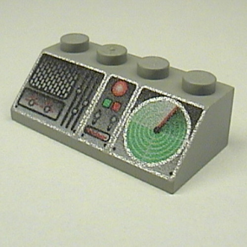 Visuel indicatif Rebrickable de Brique inclinée 45° 2 x 4 avec panneau de contrôle et motif imprimé Radar (Brick Sloped 45° 2 x 4 with Control Panel and Radar Print)