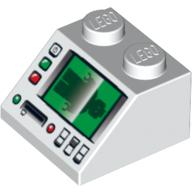Visuel indicatif Rebrickable de Brique inclinée 45° 2 x 2 avec panneau de contrôle et écran avec motif imprimé minifigurine Scan (Brick Sloped 45° 2 x 2 with Control Panel and Screen with Minifig Scan Print)