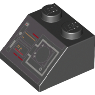 Visuel indicatif Rebrickable de Brique inclinée 45° 2 x 2 avec commandes, boutons et affichage de navigation (Brick Sloped 45° 2 x 2 with Controls, Buttons, and Navigation Display Print)
