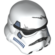Casque Stormtrooper, 2 trous de menton et détails bleu sable avec des contours bleu foncé et des rayures de dommages de bataille motif imprimé (impérial jetpack trooper) (Helmet Stormtrooper, 2 Chin Holes and Sand Blue Details with Dark Blue Outlines and Battle Damage Scratches Print (Imperial Jetpack Trooper))