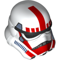 Casque Stormtrooper, épaisse bande centrale rouge sur le dessus, 2 trous de menton et motif imprimé de garniture bleu sable (troupe de choc impérial) (Helmet Stormtrooper, Thick Red Center Stripe on Top, 2 Chin Holes and Sand Blue Trim Print (Imperial Shock Trooper))