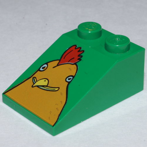 Visuel indicatif Rebrickable de Brique inclinée 33° 3 x 2 lisse avec motif imprimé tête de poulet de mcdonald (Brick Sloped 33° 3 x 2 Smooth with McDonald's Chicken Head Print)