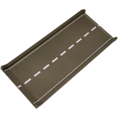 Visuel indicatif Rebrickable de Plaque de base Rampe 16 x 32 inclinée, route avec motif imprimé blanc à rayures centrales (Baseplate Ramp 16 x 32 Inclined, Road with White Center Stripe Print)
