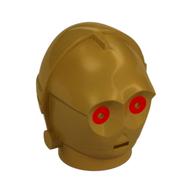 Tête de minifigurine spéciale, protocole droïde (C-3PO) avec yeux rouges motif imprimé (Minifig Head Special, Protocol Droid (C-3PO) with Red Eyes Print)
