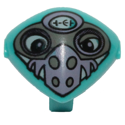Tête de minifigurine spéciale avec attache et masque facial violet motif imprimé (martien) (Minifig Head Special with Clip and Purple Nose Face Mask Print (Martian))