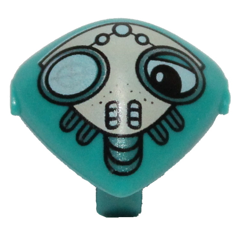 Tête de minifigurine spéciale avec attache et masque facial à un œil motif imprimé (martien) (Minifig Head Special with Clip and One Eye Covered Face Mask Print (Martian))