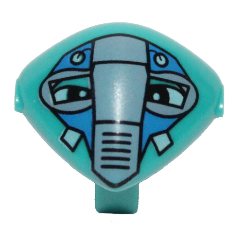 Tête de minifigurine spéciale avec attache et masque bleu motif imprimé (martien) (Minifig Head Special with Clip and Blue Face Mask Print (Martian))