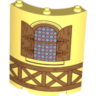 Visuel indicatif Rebrickable de Panneau 4 x 4 x 6 quart cylindre avec fenêtre en verre teinté, panneaux de bois / poutres (Panel 4 x 4 x 6 Quarter Cylinder with Stain Glass Window, Wood Panels/Beams)