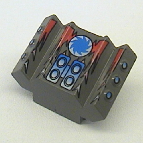 Visuel indicatif Rebrickable de Brique inclinée 2 x 2 sans tenons avec des extensions de bloc latérales inclinées et motif imprimé déchiqueté (Brick Sloped 2 x 2 No Studs with Angled Side Block Extensions and Shredd Print)