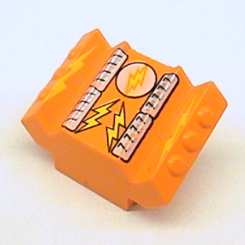 Visuel indicatif Rebrickable de Brique inclinée 2 x 2 pas de tenons avec des extensions de bloc latérales inclinées et Lightor éclair Bolt motif imprimé (Brick Sloped 2 x 2 No Studs with Angled Side Block Extensions and Lightor Lightning Bolt Print)