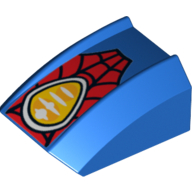 Visuel indicatif Rebrickable de Brique courbée 2 x 2 avec Lip, sans tenons avec motif imprimé Spider-Man Logo (Brick Curved 2 x 2 with Lip, No Studs with Spider-Man Logo Print)