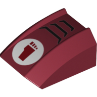 Visuel indicatif Rebrickable de Brique courbée 2 x 2 avec lèvre, sans tenons avec tmnt pied clan logo en cercle blanc motif imprimé (Brick Curved 2 x 2 with Lip, No Studs with TMNT Foot Clan Logo in White Circle Print)