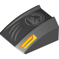 Visuel indicatif Rebrickable de Brique courbée 2 x 2 avec lèvre, sans tenons avec logo jurassique monde et griffes marques motif imprimé (Brick Curved 2 x 2 with Lip, No Studs with Jurassic World Logo and Claw Marks Print)