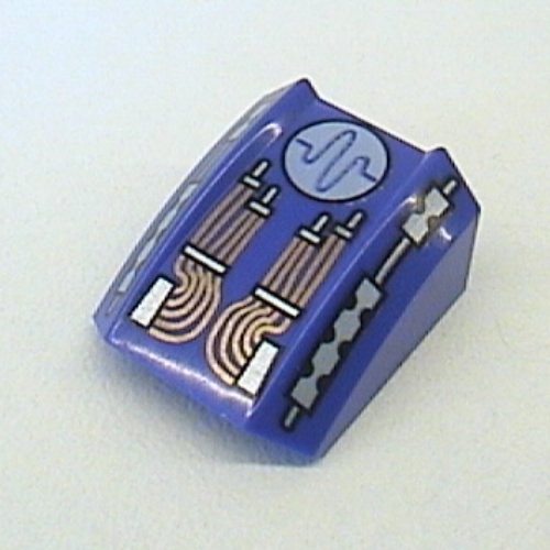Visuel indicatif Rebrickable de Brique courbée 2 x 2 avec Lip, sans tenons avec circuit motif imprimé imprimé (Pulse) (Brick Curved 2 x 2 with Lip, No Studs with Printed Circuitry Print (Pulse))