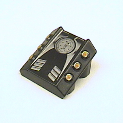 Visuel indicatif Rebrickable de Brique en pente 2 x 2 sans tenons, avec 3 pistons latéraux bords relevés et motif imprimé moteur argent (Brick Sloped 2 x 2 No Studs, with 3 Side Pistons Raised Edges and Silver Engine Print)