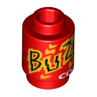 Visuel indicatif Rebrickable de Brique ronde 1 x 1 avec motif imprimé 'Buzz Cola' (Brick Round 1 x 1 with 'Buzz Cola' Print)