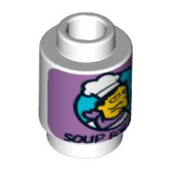Visuel indicatif Rebrickable de Brique ronde 1 x 1 avec chef et motif imprimé 'Soup for One' (Brick Round 1 x 1 with Chef and 'Soup for One' Print)