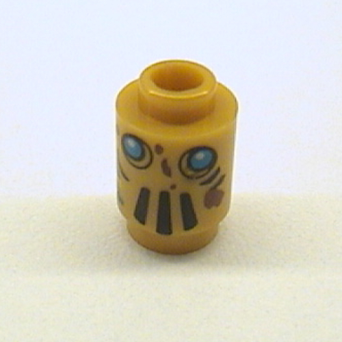 Brique ronde 1 x 1 avec les yeux bleus, les évents noirs et le motif imprimé de taches brunes (Tai-d) (Brick Round 1 x 1 with Blue Eyes, Black Vents and Brown Splotches Print (Tai-d))