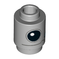 Brique ronde 1 x 1 avec œil droïde noir, motif imprimé ligne gris bleu foncé (Brick Round 1 x 1 with Black Droid Eye, Dark Bluish Grey Line Print)