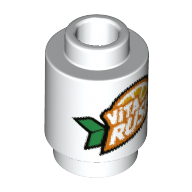 Visuel indicatif Rebrickable de Brique ronde 1 x 1 avec logo 'VITA RUSH' avec motif imprimé de feuilles vertes (Brick Round 1 x 1 with 'VITA RUSH' Logo with Green Leaves Print)