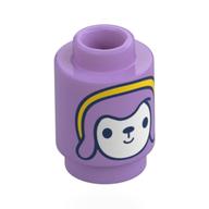 Visuel indicatif Rebrickable de Brique ronde 1 x 1 avec poupée, visage blanc, cheveux lavande, motif imprimé bande jaune (Brick Round 1 x 1 with Doll, White Face, Lavender Hair, Yellow Band Print)