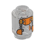 Brique ronde Motif imprimé 1 x 1 avec panneaux orange (RJ-83) (Brick Round 1 x 1 with Orange Panels (RJ-83) Print)