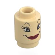 Brique ronde 1 x 1 avec visage, fard à paupières beige foncé, imprimé lèvres rouge foncé (babette) (Brick Round 1 x 1 with Face, Dark Tan Eyeshadow, Dark Red Lips Print (Babette))