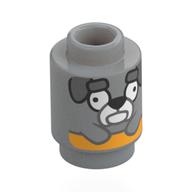 Visuel indicatif Rebrickable de Brique ronde 1 x 1 avec Chien, Sourcils Gris Foncé (Jeremey) imprimé (Brick Round 1 x 1 with Dog, Dark Bluish Grey Eyebrows (Jeremey) Print)
