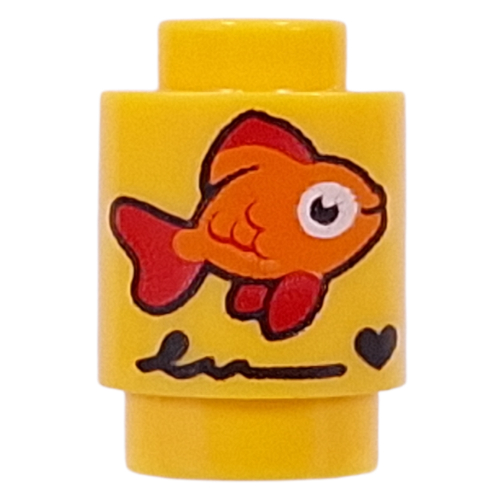 Visuel indicatif Rebrickable de Brique ronde 1 x 1 avec motif imprimé poisson or (Brick Round 1 x 1 with Gold Fish Print)