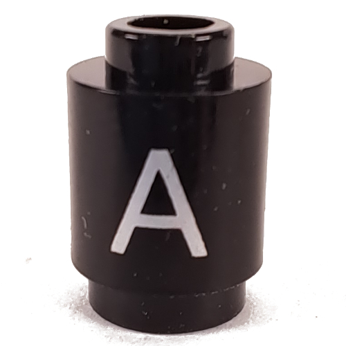 Visuel indicatif Rebrickable de Brique ronde 1 x 1 avec motif imprimé lettre 'A' (Brick Round 1 x 1 with Letter 'A' Print)