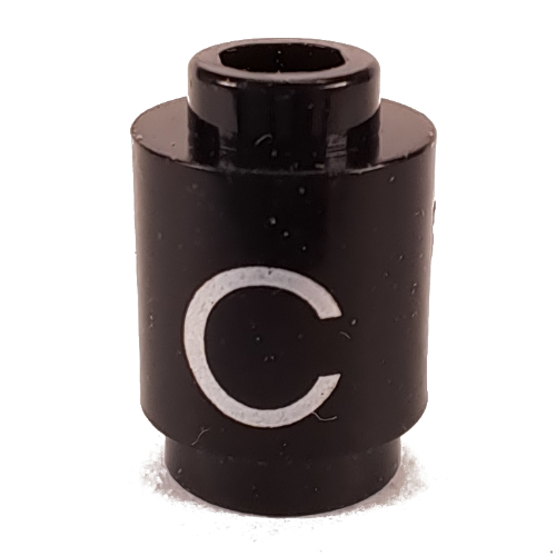 Visuel indicatif Rebrickable de Brique ronde 1 x 1 avec le motif imprimé Lettre 'C' (Brick Round 1 x 1 with Letter 'C' Print)