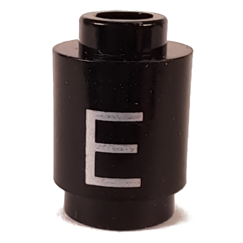 Visuel indicatif Rebrickable de Brique ronde 1 x 1 avec motif imprimé lettre 'E' (Brick Round 1 x 1 with Letter 'E' Print)