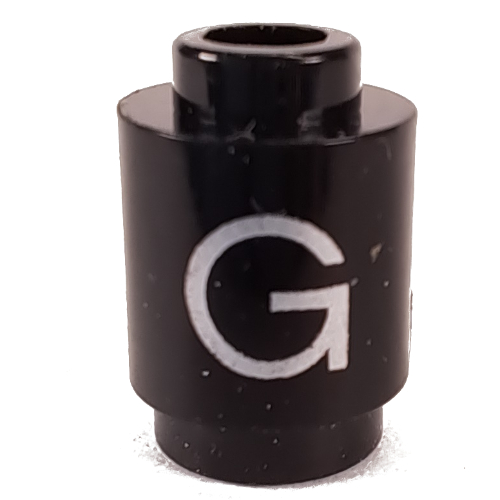 Visuel indicatif Rebrickable de Brique ronde 1 x 1 avec la lettre 'G' imprimé (Brick Round 1 x 1 with Letter 'G' Print)