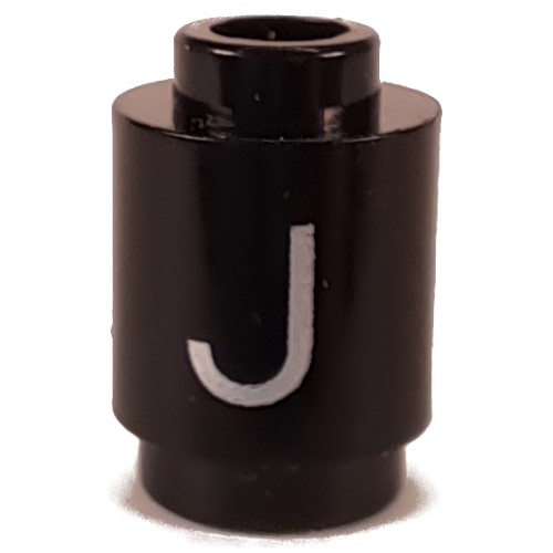 Visuel indicatif Rebrickable de Brique ronde 1 x 1 avec la lettre 'J' imprimé (Brick Round 1 x 1 with Letter 'J' Print)