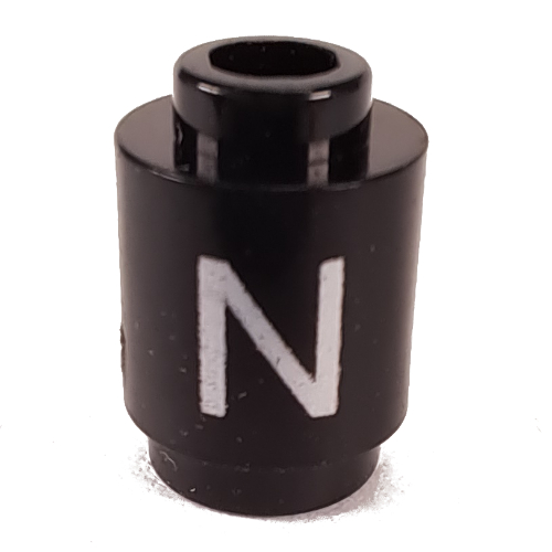 Visuel indicatif Rebrickable de Brique ronde 1 x 1 avec le motif imprimé Lettre 'N' (Brick Round 1 x 1 with Letter 'N' Print)
