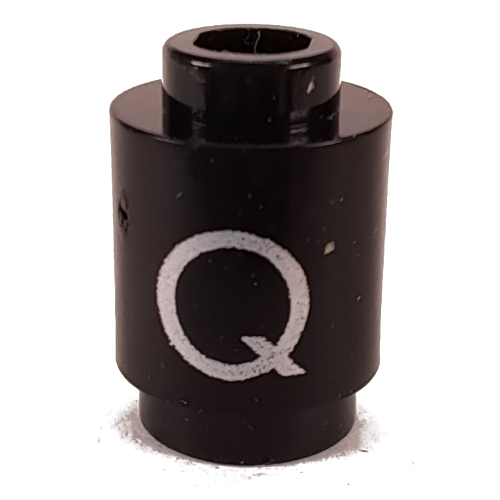 Visuel indicatif Rebrickable de Brique ronde 1 x 1 avec le motif imprimé Lettre 'Q' (Brick Round 1 x 1 with Letter 'Q' Print)