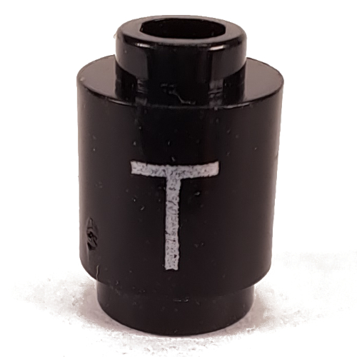 Visuel indicatif Rebrickable de Brique ronde 1 x 1 avec la lettre 'T' imprimé (Brick Round 1 x 1 with Letter 'T' Print)