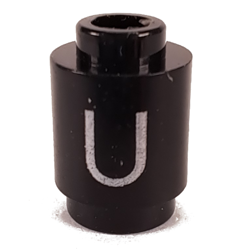 Visuel indicatif Rebrickable de Brique ronde 1 x 1 avec motif imprimé lettre 'U' (Brick Round 1 x 1 with Letter 'U' Print)