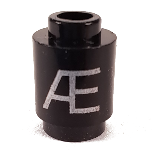 Visuel indicatif Rebrickable de Brique ronde 1 x 1 avec le motif imprimé Lettre 'Æ' (Brick Round 1 x 1 with Letter 'Æ' Print)