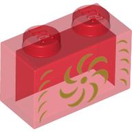 Visuel indicatif Rebrickable de Brique 1 x 2 avec motif imprimé Décorations en or (Brick 1 x 2 with Gold Decorations Print)